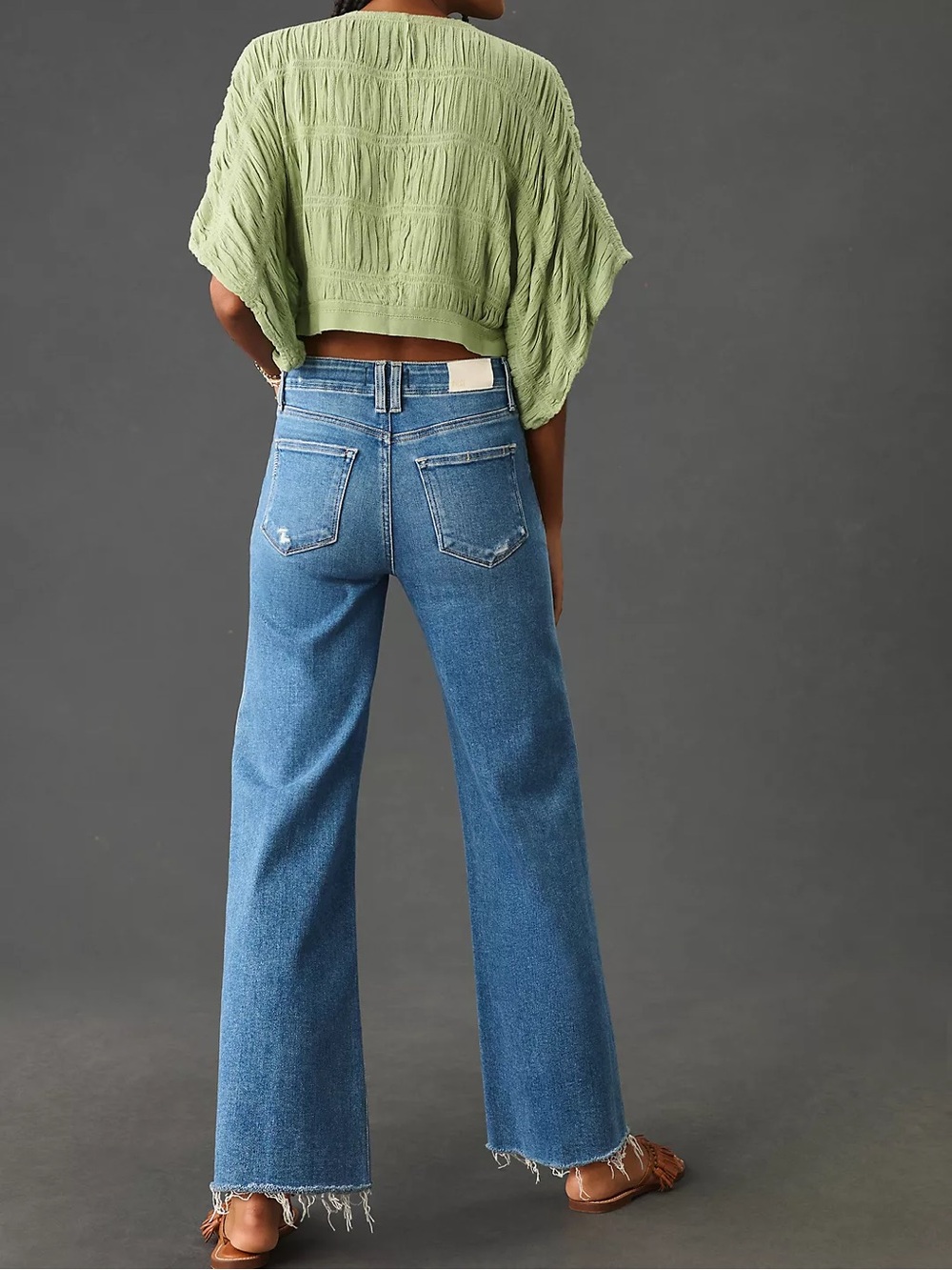 PAIGE Light Blue High-Rise Wide Leg Jeans - Picture 6 of 13